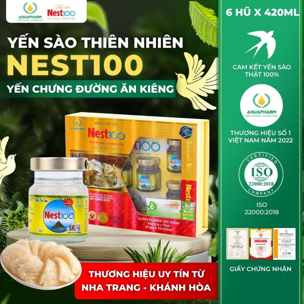[Hộp 6 Hũ 70ml] Yến Sào Đường Ăn Kiêng Nest100 - Dinh Dưỡng Lành Cho Người Ăn Kiêng