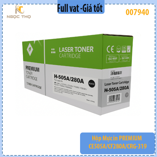 Hộp mực PREMIUM CE505A CF280A CRG-319 dùng cho HP Canon