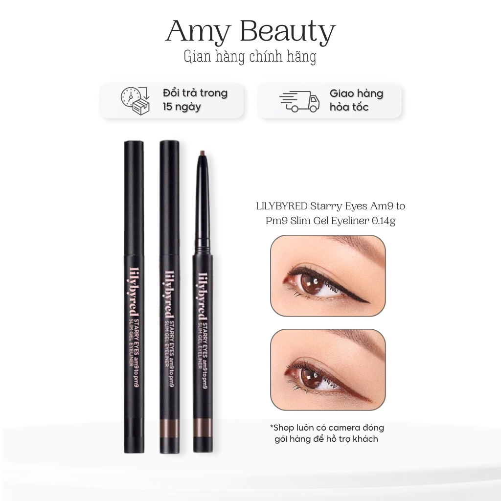Chì Kẻ Mắt Dạng Gel Siêu Mảnh Lâu Trôi LILYBYRED Starry Eyes Am9 to Pm9 Slim Gel Eyeliner