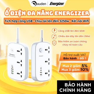 Ổ điện đa năng Energizer 3AC kèm cổng USB tích hợp Wifi sạc PD 65W chịu tải 3250W  - Hàng chính hãng