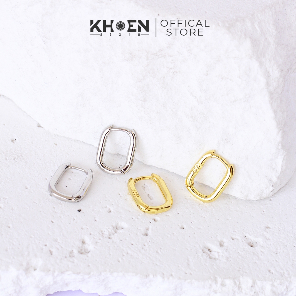 (1 đôi) Khuyên Chữ U vàng, bạc - xi Bạc 925 - Khoen Store