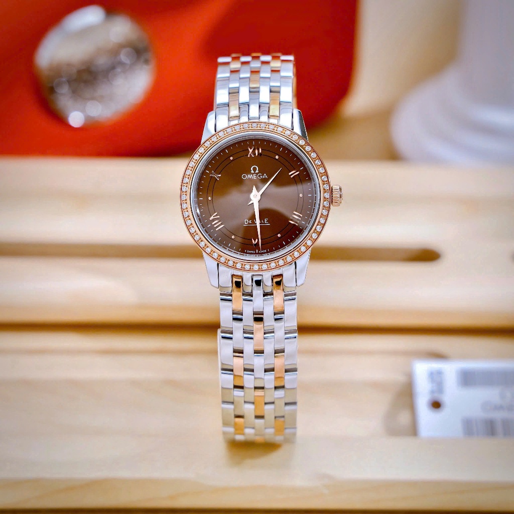Đồng hồ nữ đeo tay dây kim loại 0me.ga size 28mm máy pin cao cấp chống nước fullbox vỏ thép