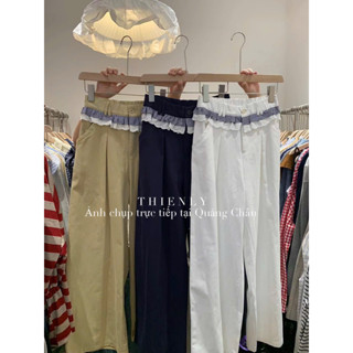 ( Ảnh thật ) 582 Quần kaki xuông eo viền bèo lưng chun