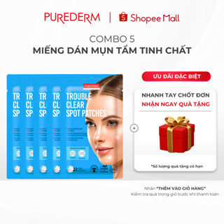   COMBO 5  Miếng dán Tràm trà Purederm trị mụn Gom còi mụn Giảm sưng và vết thâm miếng dán mụn 22 miếng. 