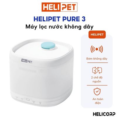 [New 2026] Máy lọc nước cho chó mèo HELIPET Pure 3 P3 - Công nghệ bơm không dây