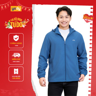 [FS T8] Áo khoác gió nam trượt nước thông minh YODY 2 lớp có mũ cản gió AKM5041 MCWC25A037