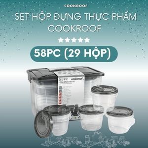  Bộ 29 hộp đựng thực phẩm COOKROOF Hộp đựng thực phẩm 6 Size kèm nắp nhựa PP5 dùng được cho lò vi sóng tủ lạnh 