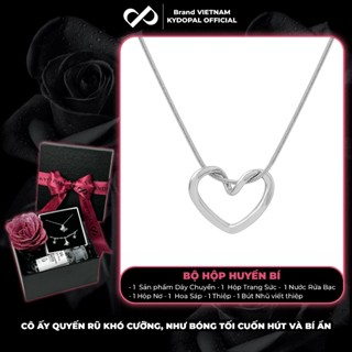 Dây chuyền bạc nữ KYDOPAL sợi dây mì tròn treo mặt tim trơn uốn cong kiểu cách - PAL9C3C2