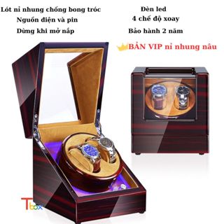  Hộp xoay đồng hồ cơ lên cót 2 chiếc đồng hồ 