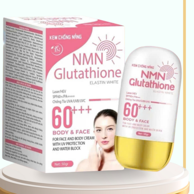 Kem Chống Nắng NMN Glutathione bản hồng SPF 60+++ PA++++ dưỡng sáng da