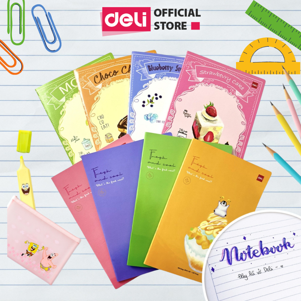 [COMBO 5] Vở Kẻ Ngang Deli Tập Vở 72 120 200 260 Trang Học Sinh Sinh Viên B5/ A4 Nhiều Mẫu Sổ Quà Tặ