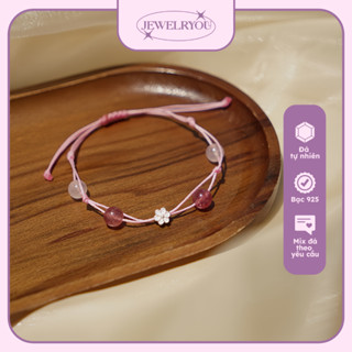 Vòng tay dây sáp charm hoa Jewelryou đá năng lượng tình duyên may mắn - Jew38