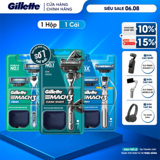 Dao Cạo Râu GILLETTE Mach3 Clean Shave /Mach 3+/ Mach3 Turbo - Hộp 1 Cán 2 Lưỡi/1 Lưỡi