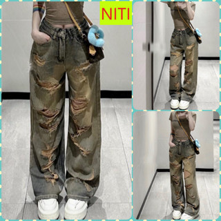   ORTD2498  QUẦN JEANS ỐNG RỘNG NỮ LƯNG CAO RÁCH CÀO MẢNG NHIỀU TẢ TƠI MÀU VÀNG BỤI LAI CUỐN CÁ TÍNH HOT HIT 