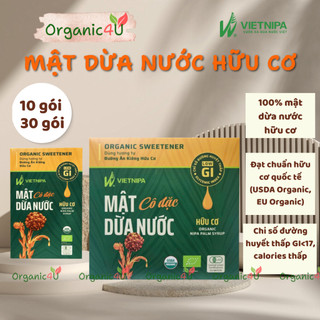 Mật Dừa Nước Cô Đặc Hữu Cơ VIETNIPA Phù Hợp Ăn Chay Ăn Kiêng Hộp 10 Gói 30 Gói