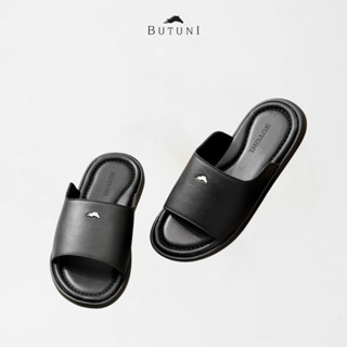 Dép da nam cao cấp dép nam BUTUNI Kane S Single Slippers - Black