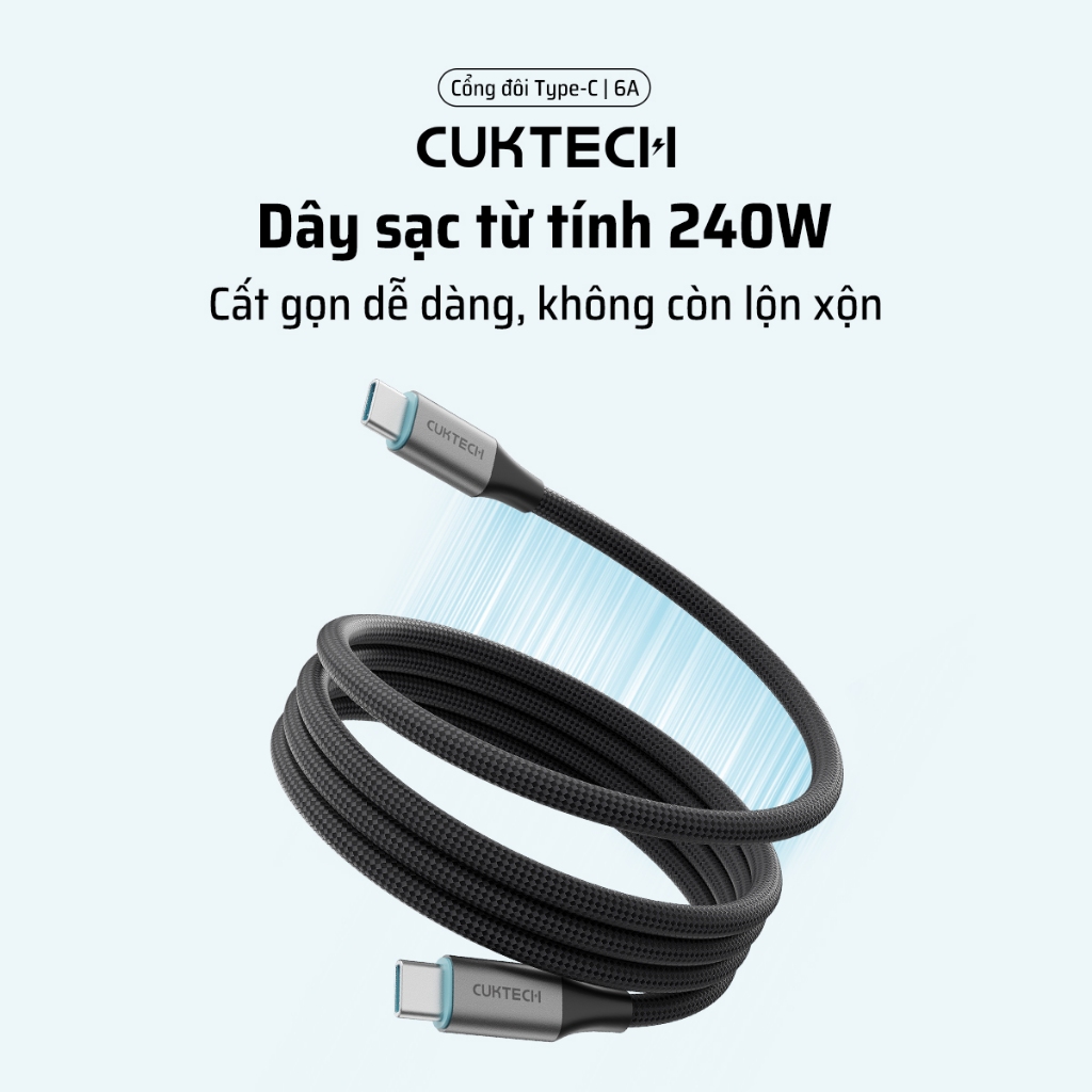 Cáp Sạc Từ Tính CUKTECH 240W C-C | Hỗ Trợ Sạc, Truyền Tệp Nhanh |  Bảo Hành 18 Tháng CMC610 CMC615 | BigBuy360 - bigbuy360.vn