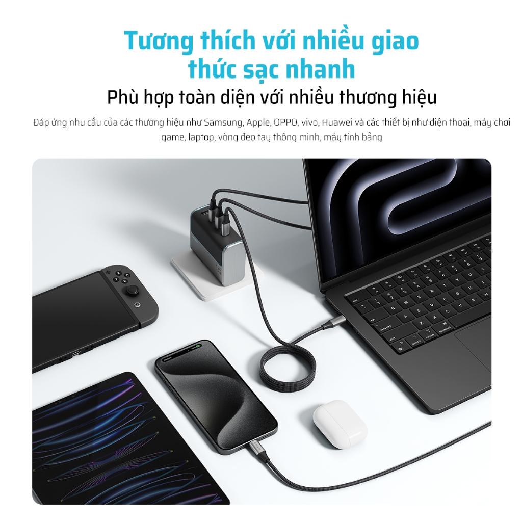 CUKTECH Cáp Sạc Nhanh 240W 6A C to C, Hỗ Trợ Xiaomi 120W PD3.1 cho iP16 MacBook Samsung (1m/1.5m) | BigBuy360 - bigbuy360.vn