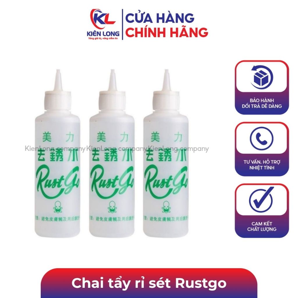 1, 2 và 6 Chai tẩy rỉ sét Rustgo siêu mạnh trên quần áo, an toàn cho vải, hiệu quả nhanh chỉ sau vài phút