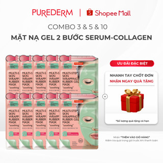 [COMBO] Mặt nạ Gel 2 Bước Purederm, Tinh chất Serum Keo Ong Xanh, Giảm Sưng, Giảm Viêm Phục hồi làn da, đặc biệt da mụn