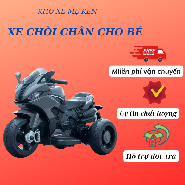XE MÔ TÔ R1000 CHO BÉ TRai bé gái có nhạc còi đèn có chân nga cho bé