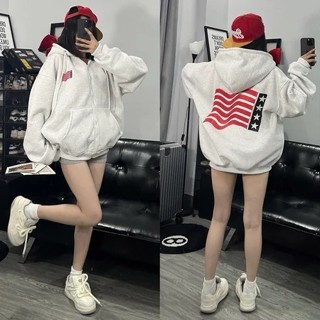 Áo Hoodie Zip Nam Nữ Form Rộng Tay Dài Siêu Ấm Unisex In Cờ Mỹ - Áo Khoác Nỉ Local Brand Ulzzang Style Hàn Quốc Cá Tính