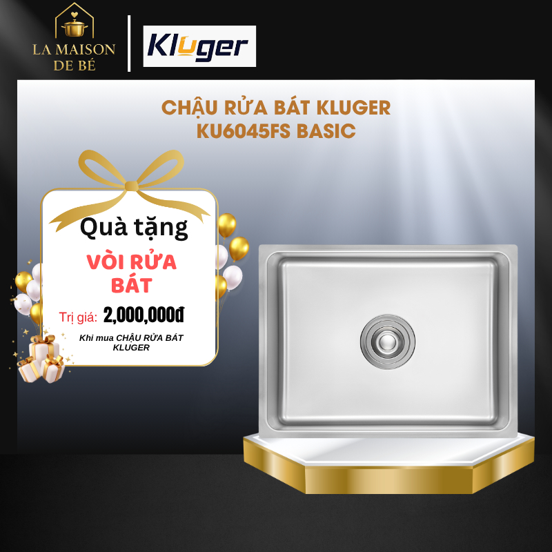 Chậu rửa bát Kluger KU6045FS Basic, nhỏ gọn, chống xước, inox 304 cao cấp - LMS