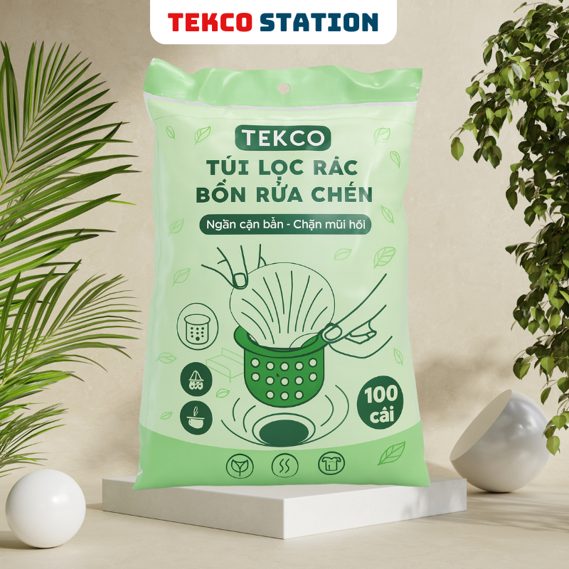 COMBO 100 TÚI LƯỚI LỌC RÁC TEKCO THÔNG MINH CHO BỒN RỬA CHÉN BÁT