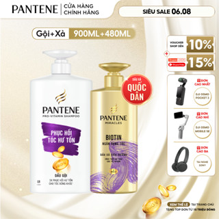 Combo Dầu Gội PANTENE Pro-V Và Dầu Xả Siêu Dưỡng PANTENE Miracles Ngăn Rụng Tóc/ Phục Hồi Hư Tổn - Chai 900ML & 480ML