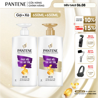Combo Dầu Gội Và Dầu Xả PANTENE Pro-V Ngăn Rụng Tóc/ Phục Hồi Hư Tổn/ Suôn Mượt Óng Ả - Chai 650ML x2 - [V]