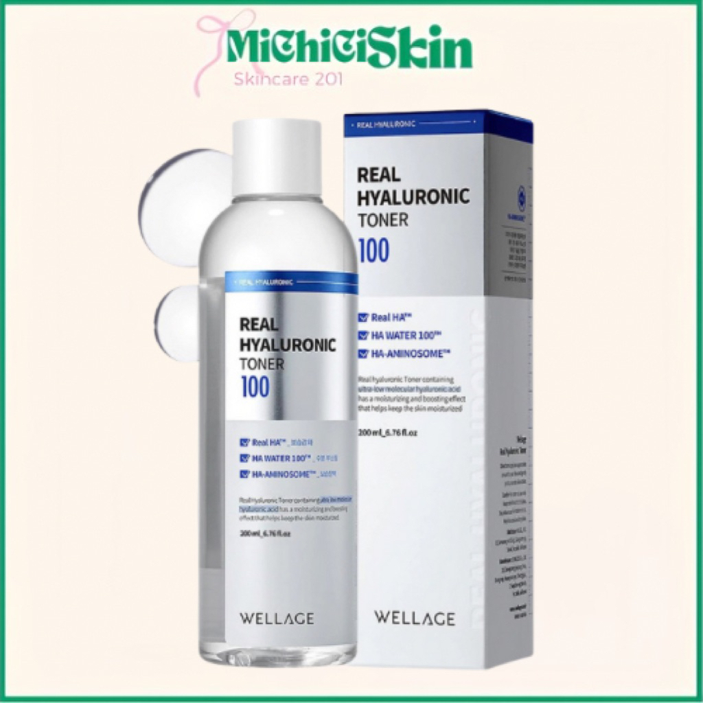 [MICHICI Skin] Nước Hoa Hồng Wellage Real Hyaluronic Toner Wellage 100 Cấp Ẩm  Da Và Phục Hồi Da 200