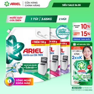 Nước Giặt ARIEL Chuyên Gia Cửa Trên Ngăn Lem Màu Hương Downy Nắng Sớm/ Nước Hoa Túi 3.65KG