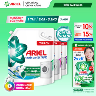 Nước Giặt ARIEL Chuyên Gia Cửa Trước Ngăn Lem Màu Hương Nắng Sớm/ Sen & Nhài/ Đam Mê Túi 3.2KG/ 3.05KG