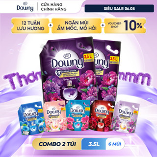 Combo 2 Nước Xả Vải DOWNY Nước Hoa Cao Cấp/ Chống Khuẩn/ Tinh Dầu Thiên Nhiên Nhiều Mùi Hương Túi 3.5L