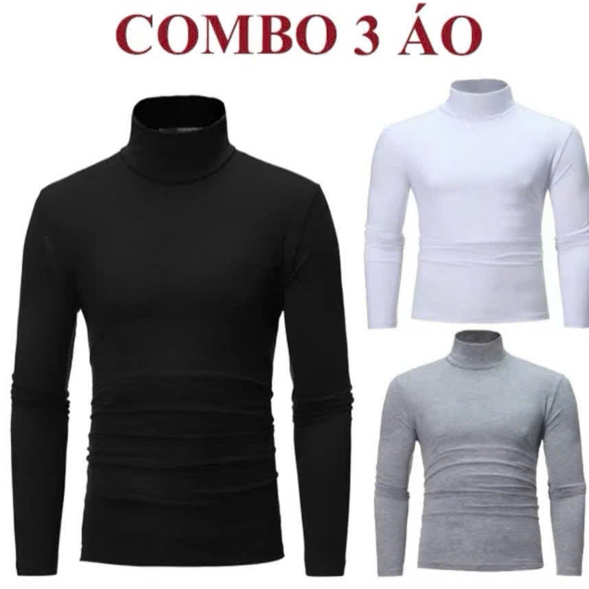 Áo Dài Tay Nam HML LÓT LÔNG CỰC ẤM Giữ Nhiệt Chất Thun Lạnh Đen Trắng Ghi Xám