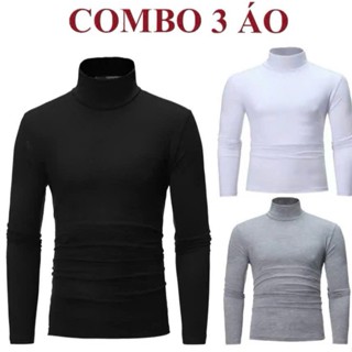 Áo Dài Tay Nam HML LÓT LÔNG CỰC ẤM Giữ Nhiệt Chất Thun Lạnh Đen Trắng Ghi Xám