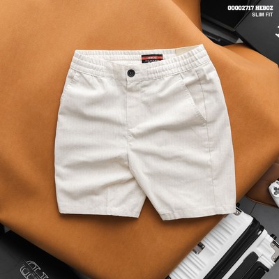 Quần short nam linen HEBOZ lưng thun có dây rút 4M, quần ngắn trơn nam cao cấp - 00002717