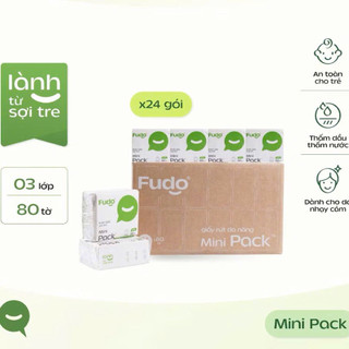  Khăn Giấy sợi tre Fudo MINIPACK  gói rút nhỏ  - Không tẩy trắng không bụi mịn mềm dai... 