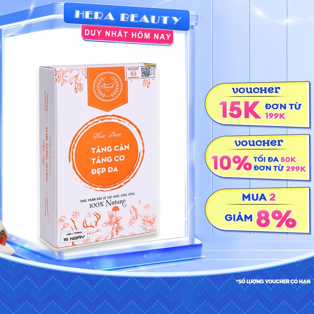 Thảo dược tăng cân Vincent hỗ trợ tăng cân giúp ăn ngon ngủ ngon hấp thụ tối đa các dưỡng chất