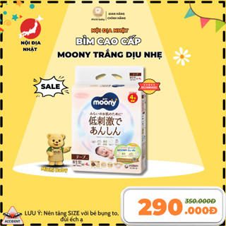 Michibaby- Tã Bỉm MOONY NATURAL Trắng Nhập Khẩu Dán/Quần NB62/S58/M46/L38/L36/XL32 - MC555