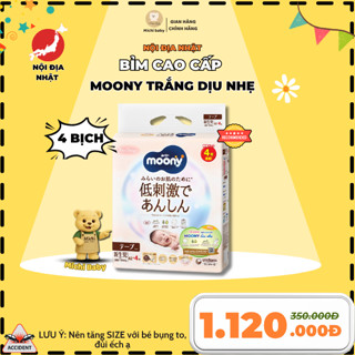 1 THÙNG 4 BỊCH Tã Bỉm MOONY NATURAL Trắng Dán/Quần NB62/S58/M46/L38/L36/XL32 - Michi Baby MC555