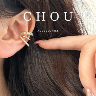  Khuyên Kẹp Vành Tai 3 Lớp Đính Đá Ngọc | CHOU ACCESSORIES | 