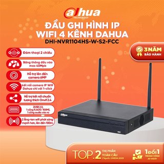 Đầu Ghi WiFi 4/8 Kênh Dahua, Kết Nối Không Dây, Lắp Đặt Dễ Dàng, Hỗ Trợ Camera IP, NVR1108HS-W-S2-FCC/NVR1104HS-W-S2-FCC