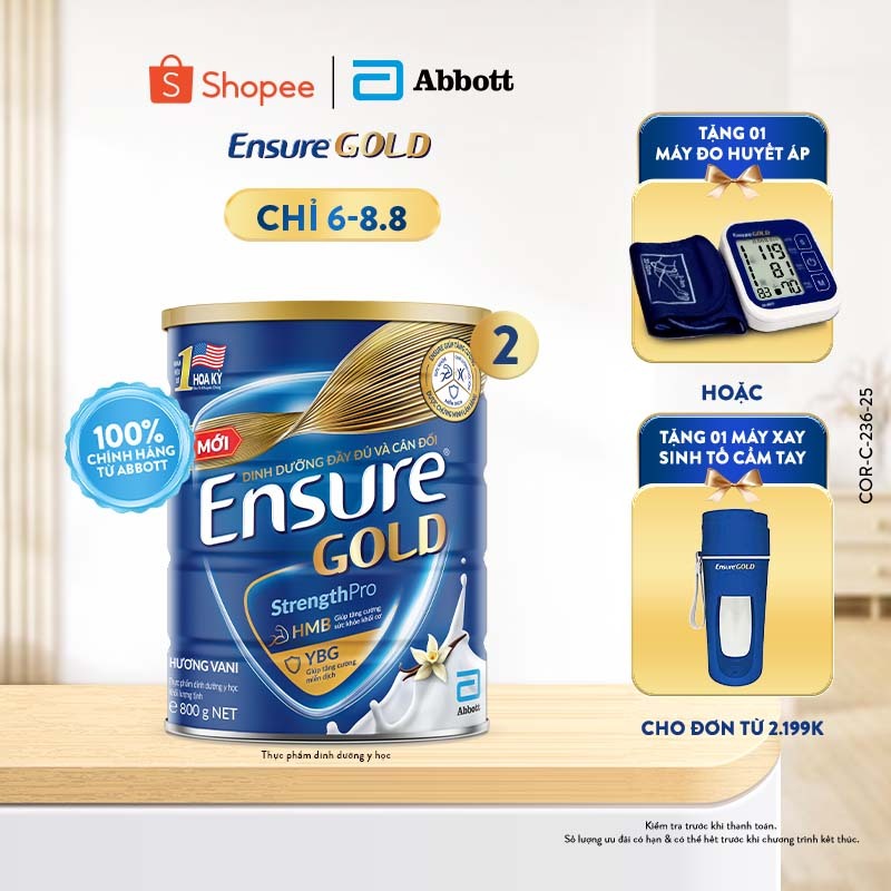 Combo 2 Lon Sữa bột Ensure Gold Abbott hương vani 800g/ 850g