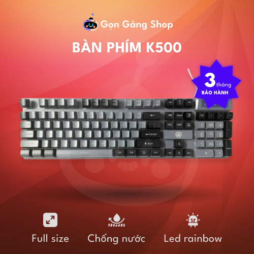 Bàn phím giả cơ YINDIAO K500 Nam tính kèm theo đèn led xuyên phím, Gọn Gàng Shop