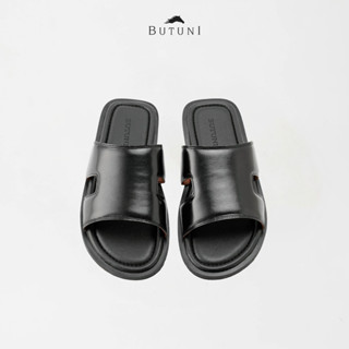 Dép Da Nam BUTUNI Mellow C Single Slippers – Quai Ngang Da Bê, Đế Cao Lịch Lãm, Bảo Hành 12T