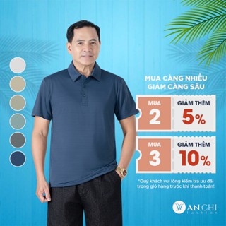 Áo polo melang nam trung niên ANCHI chất cotton spandex mềm mát, thấm hút tốt - PLML2503