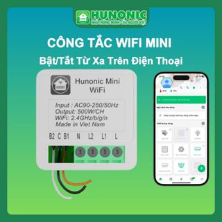 Công Tắc WiFi Mini Hunonic, App Tiếng Việt, Điều Khiển Từ Xa Qua Điện Thoại, Hẹn Giờ Bật Tắt, Điều Khiển Giọng Nói