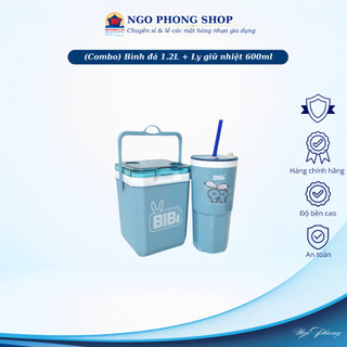   Combo  Bình đá vuông mini BIBI 1.2L + Ly giữ nhiệt 600ml BIBI. Bộ đôi giữ lạnh hiệu quả. 