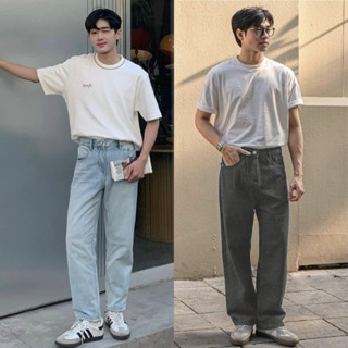 Quần jean nam xám baggy suông rộng SR00 dáng đứng vải jean bò xanh cao cấp Helloyou xu hướng School 2025